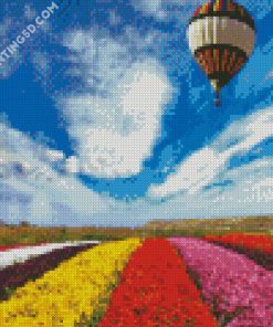 Air Balloon Over Colorful Flowers Field diamond painting