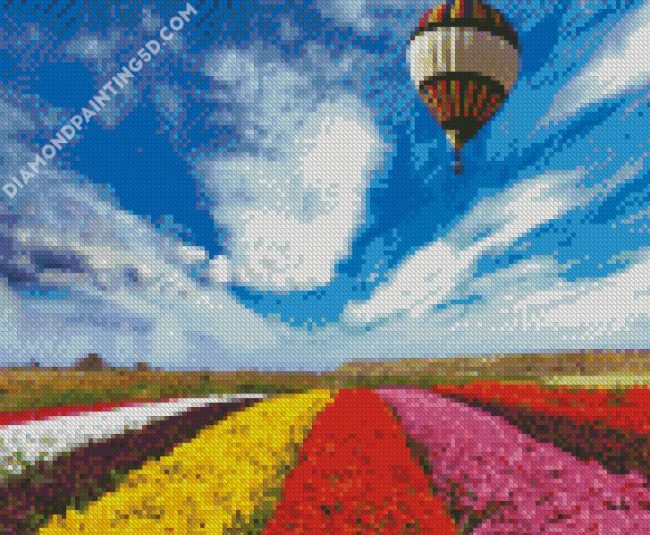 Air Balloon Over Colorful Flowers Field diamond painting