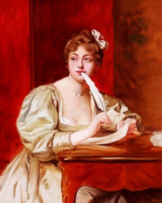Antique Lady Writing Letter Diamond Painting