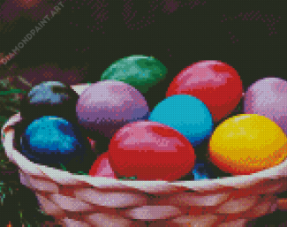 Basket Of Colorful Chicken Eggs Diamond Painting
