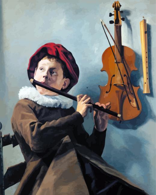Boy Playing The Flute diamond painting