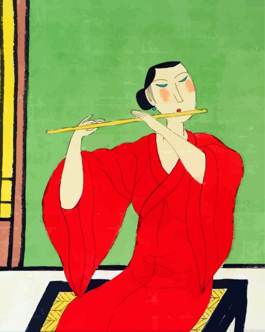 Chinese Woman Playing Flute diamond painting