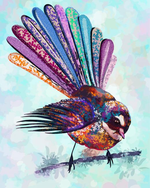 Colorful Fantail Bird Art diamond painting