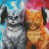Cute Cats With Headphones Diamond Painting