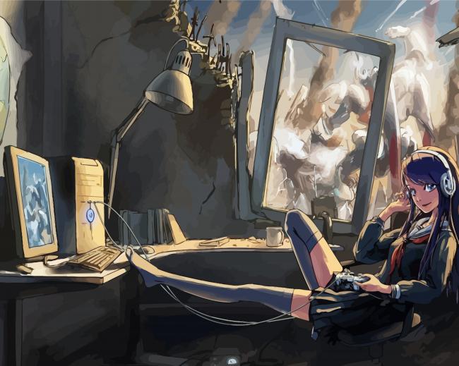 Gamer Girl Playing diamond painting