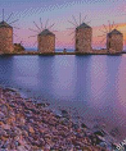 Greece Chios Windmills At Sunsets diamond painting