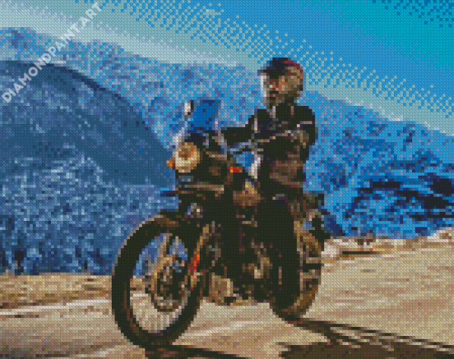 Himalayan Motorcycle Driver Diamond Painting