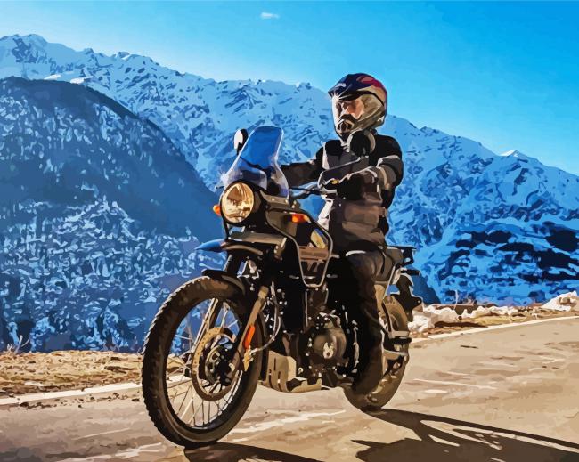 Himalayan Motorcycle Driver Diamond Painting