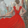Red Lady In Paris Diamond Painting