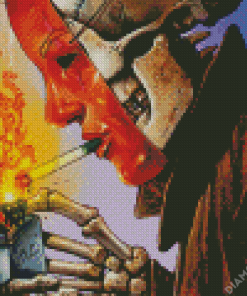 Skull With Cigarette And Mask Diamond Painting