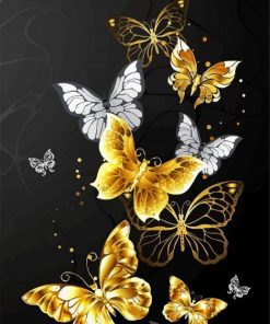 White And Gold Butterflies diamond painting