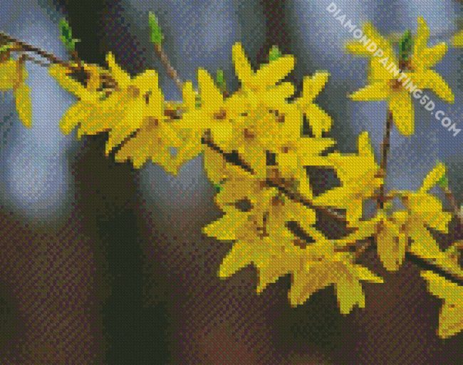 Yellow Forsythia Plant diamond painting