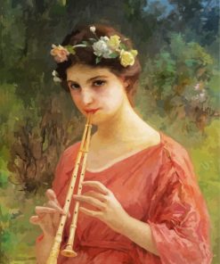 Young Woman Playing Flute diamond painting