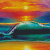 Beach And Waves Sunset Art Diamond Painting