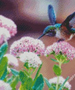 Beautiful Blue Hummingbird diamond painting
