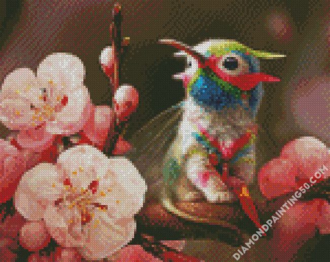 Cute Hummingbird And Flowers diamond painting
