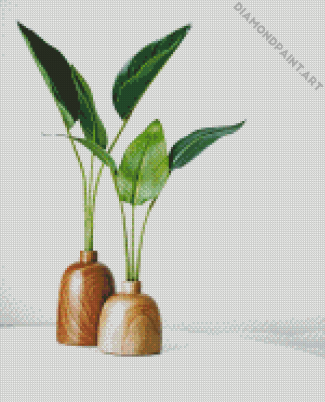 Cute Wooden Pots Minimalist Plant Diamond Painting