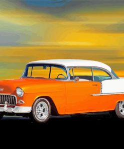 Orange 1955 Chevy Bel Air diamond painting