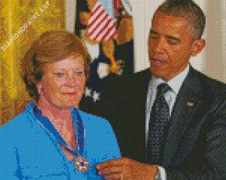 Pat Summitt With Obama Diamond Painting