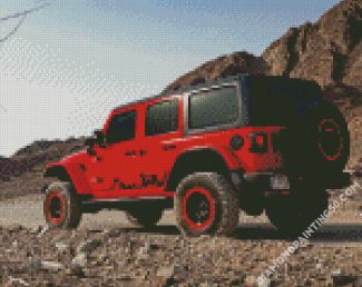 Red Jeep Car diamond painting