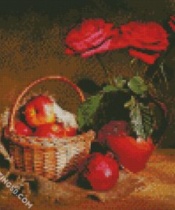 Red Roses And Fruit diamond painting