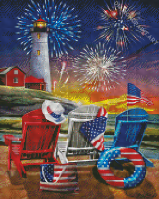 4th Of July Celebration By Sea Diamond Painting