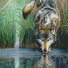 Animal Reflection Wolf Diamond Painting