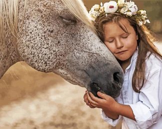 Beautiful Little Girl With Horse Diamond Painting