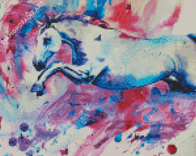 Blue Pink Horse Diamond Painting