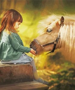 Little Girl With Horse Animal Diamond Painting