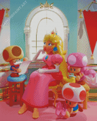 Princess Peach And Super Mario Characters Diamond Painting