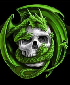Skull And Green Dragon Diamond Painting