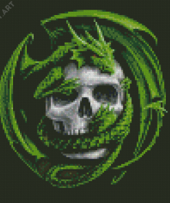 Skull And Green Dragon Diamond Painting