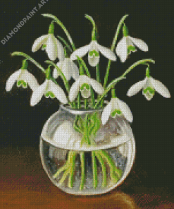Snow Drops In Glass Bowl Diamond Painting
