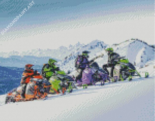 Snowmobile Riders Diamond Painting