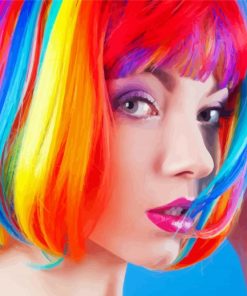 Woman In A Colorful Hair Diamond Painting