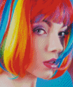 Woman In A Colorful Hair Diamond Painting