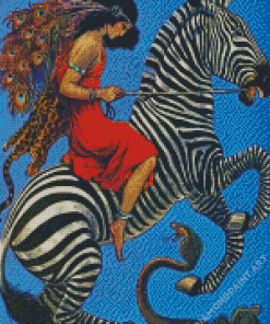 Women Riding Zebra Art Diamond Painting