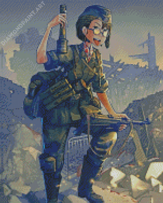 Anime Girl Soldier Diamond Painting