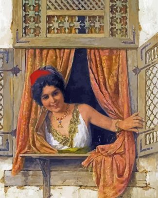 Arab Woman In Window Diamond Painting