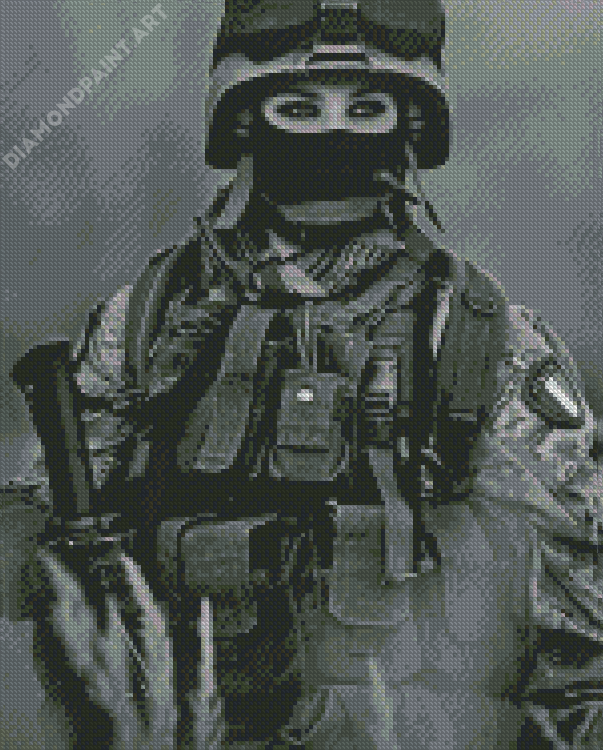 Black And White Woman Soldier Diamond Painting