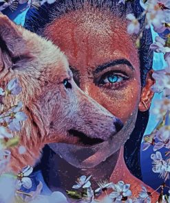 Close Up Woman And Wolf Diamond Painting