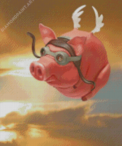 Flying Pig With Goggles Diamond Painting