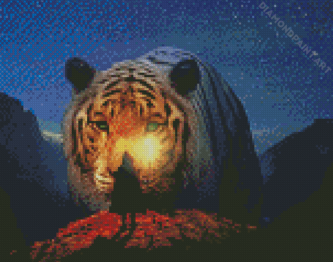 Man And Tiger In The Night Diamond Painting