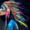 Native American Woman With Head Dress Diamond Painting