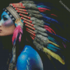 Native American Woman With Head Dress Diamond Painting