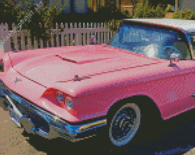 Pink Thunderbird Vintage Car Diamond Painting