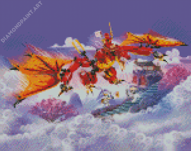 Red Dragon Attack Diamond Painting
