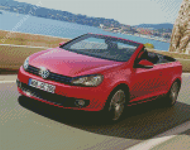 Red Vw Cabriolet Diamond Painting