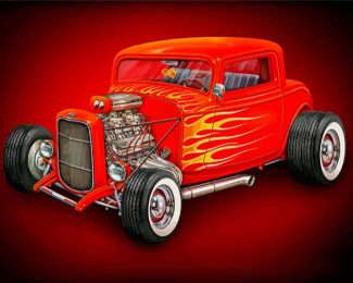 Red Hot Rod Car Diamond Painting